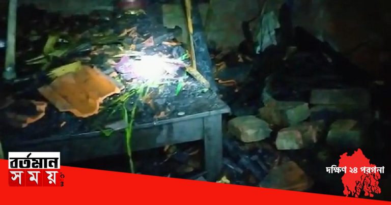 ভাঙরে আগুন লেগে পুড়ে ছাঁই গোটা বাড়ি।