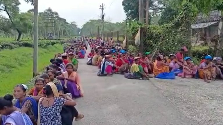 চা শ্রমিকদের নুন‍্যতম মজুরি প্রদানের দাবীতে ডুয়ার্সের বিভিন্ন চা বাগানে গেটমিটিং