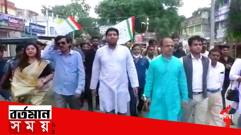 অনুব্রত মণ্ডলের গ্রেফতারির পর তৃণমূল ছাত্রপরিষদের পক্ষ থেকে কল্যাণীতে মিছিল