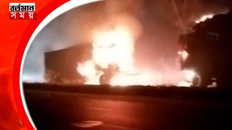 গোলসিতে কয়লা বোঝায় গাড়িতে ভয়াবহ অগ্নিকান্ড।