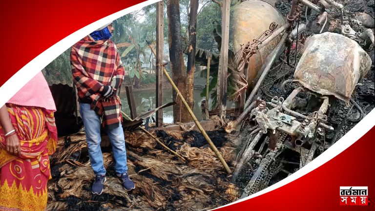 মালদহের অগ্নিকাণ্ডে ভস্মীভূত হয়েগেলো গোয়াল সহ গোডাউন ঘর।