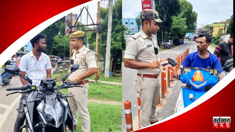 নম্বরপ্লেটবিহীন গাড়ি আটক ট্রাফিকের।